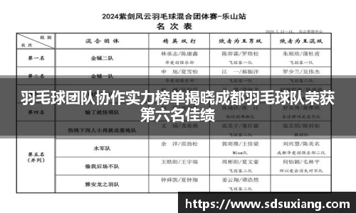 羽毛球团队协作实力榜单揭晓成都羽毛球队荣获第六名佳绩